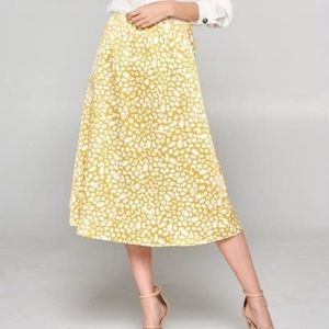 Ellison brand mustard leopard print midi skirt